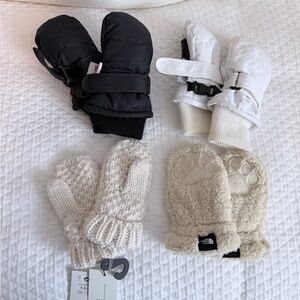 Kids Winter Mittens Set - Black, White, Cream